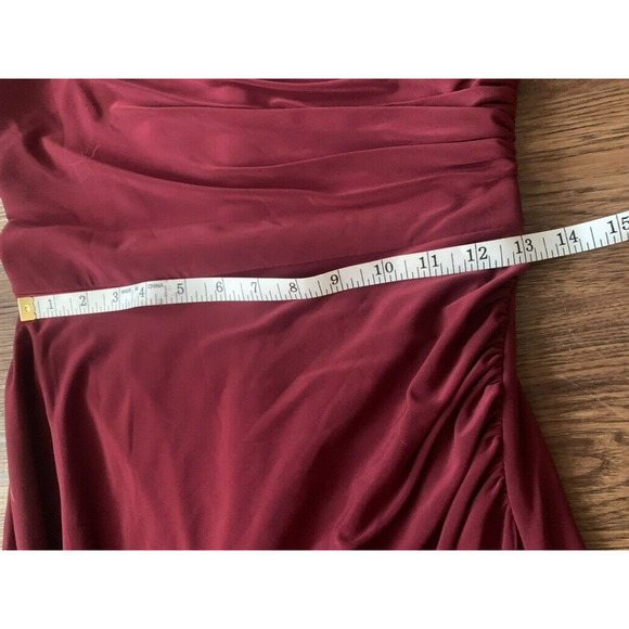 DB Studio Bodycon Dress Womens Size 4 Burgundy One Shoulder Knee Length Dress - Picture 13 of 14